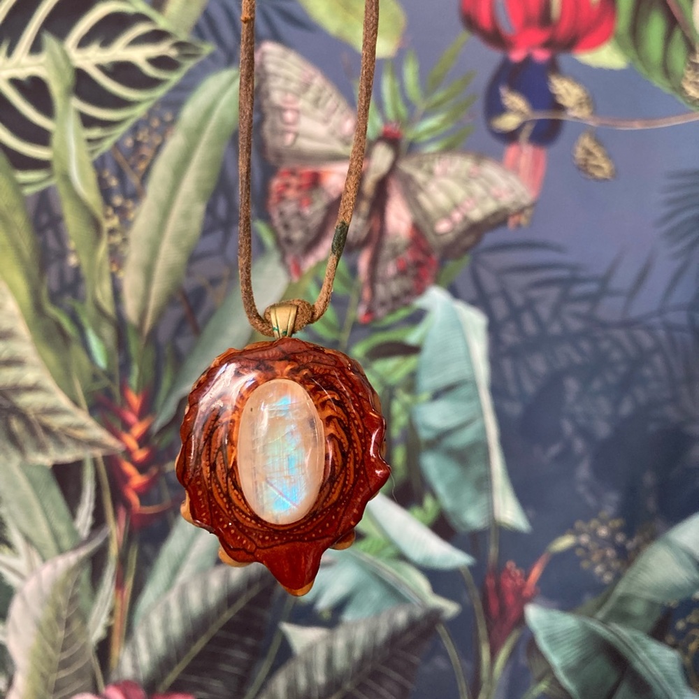 Moonstone Third Eye Pinecone Necklace